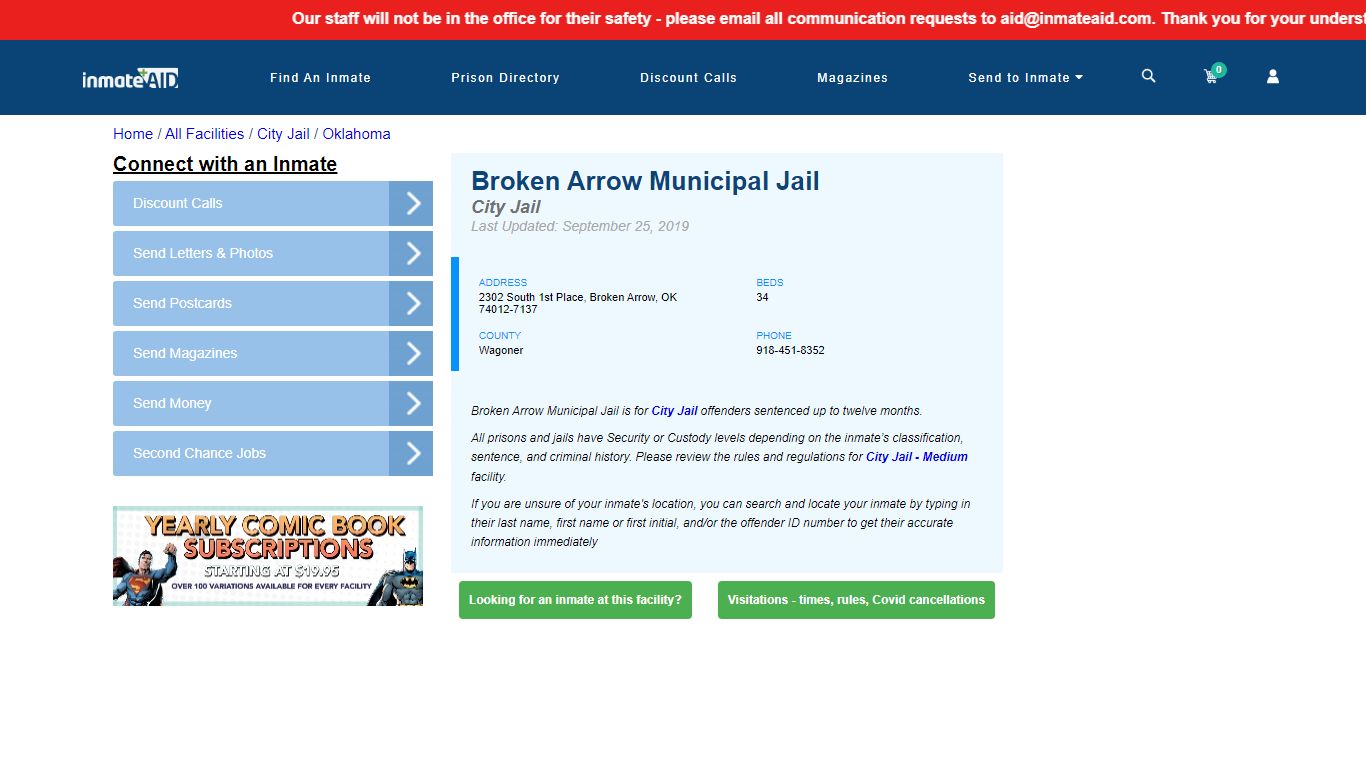 Broken Arrow Municipal Jail | Inmate Locator