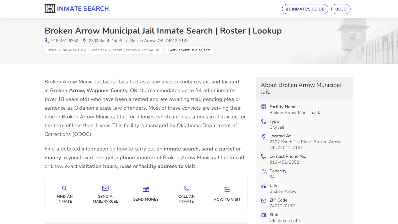 Broken Arrow Municipal Jail Inmate Search | Roster | Lookup